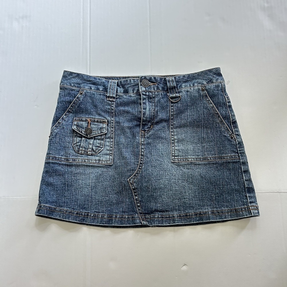 2000s Low Rise Denim Mini Skirt Skort Grunge Indie Preppy Y2K Festival